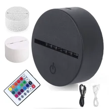Acrylic 3D LED Lamp Base Table Night Light Base LED 7 Color-Adjust ABS USB Remote Control Lighting Accessories Bulk Wholesale