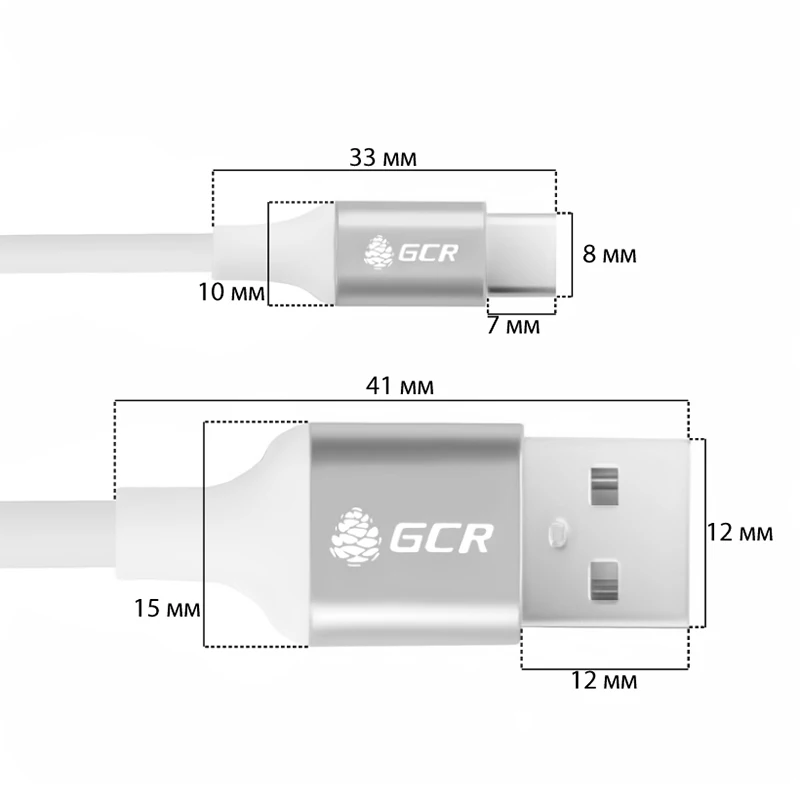 GCR кабель USB 2.0- USB Type C для быстрой передачи данных, для зарядки телефона, тип С