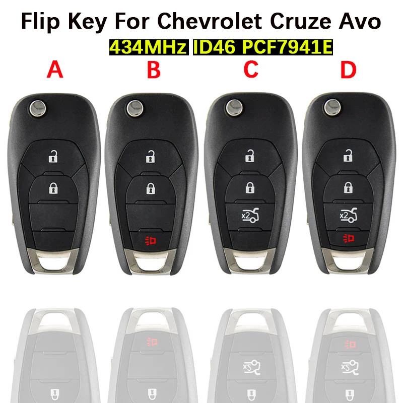 

Флип-ключ CN014088 для Chevrolet Cruze Avo Trailblazer Onix Tracker 433 МГц ID46 PCF7941E