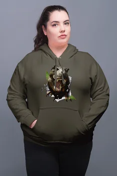 

Angemiel Wear T-Rex Green Women 'S Hooded Sweatshirt