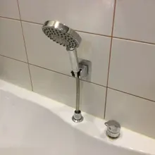 Soporte de cabezal de ducha ajustable, autoadhesivo, de mano, sin taladro, sin perforación, cromado, soporte de montaje en pared