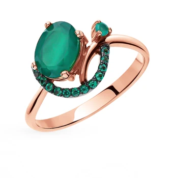 

Gold ring with agate sunlight sample 585