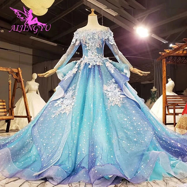 Milky Ways Of Stars A Line Blue Affordable Evening Dresses With Sleeves  Heavy Crystals Beading Dinner Dress Lace Up Back Evening Gowns From 139,49  € | DHgate