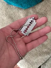 Dongsheng de plata de moda de acero inoxidable de Color hojas de afeitar collares pendientes hombres joyería de acero afeitadora de hombre forma collar-30