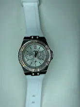 Reloj deportivo de oro rosa con cronógrafo para mujer, reloj deportivo de señora, banda de goma azul y Diamante, reloj de pulsera de cuarzo femenino analógico Xfcs