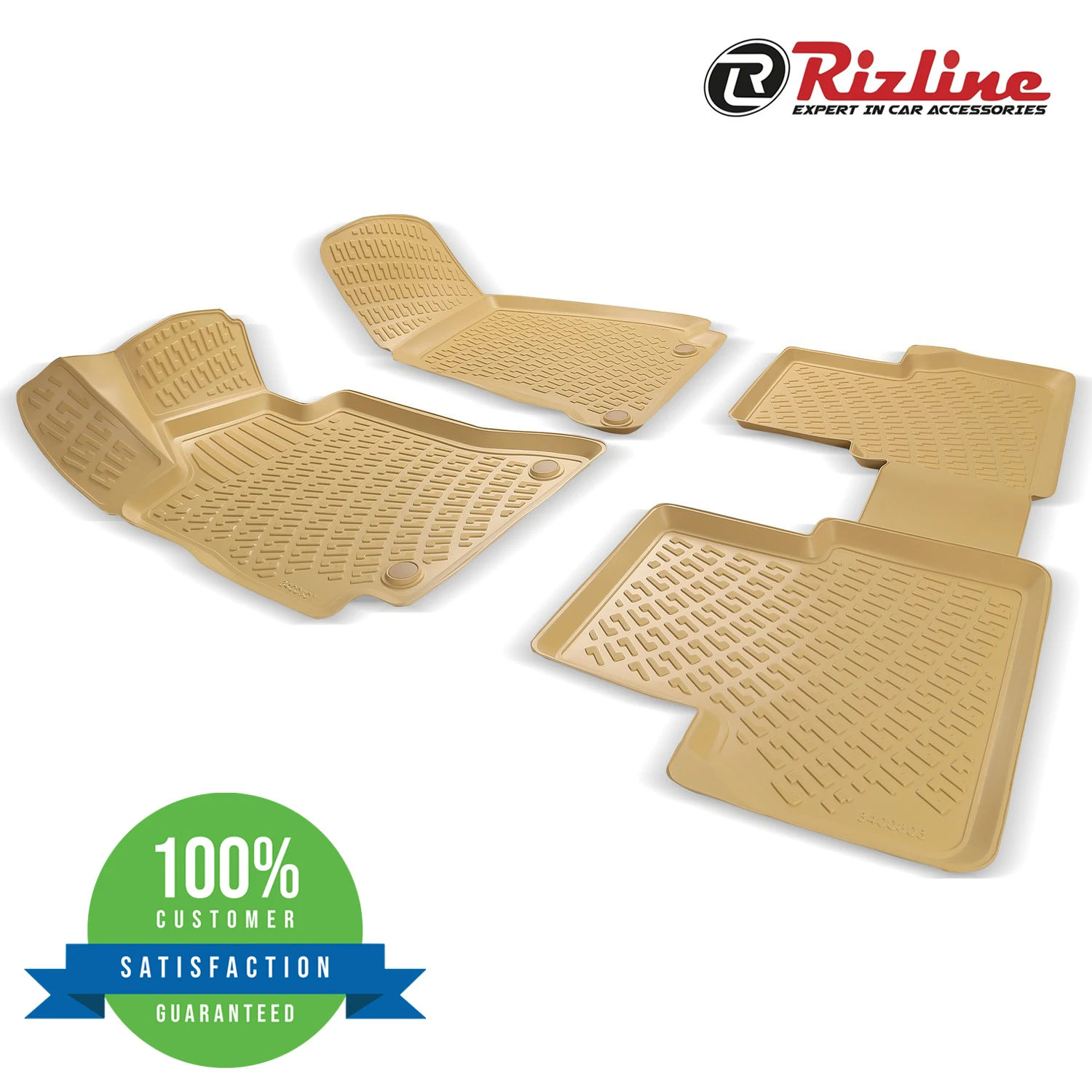 Rizline Volvo V60 Compatible Rubber Car Floor Mats Beige Color