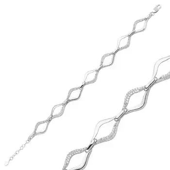 

Merve Silver Gemstone Wavy Womens Bracelet