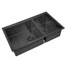 Мойка для кухни ZorG PVD 78-2-51-L GRAFIT(Диаметр сливного отверстия 3 1/2 дюйма(90мм), глубина чаши 20мм, переливное