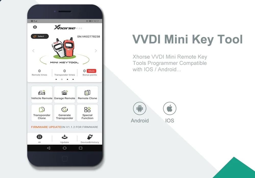 Xhorse VVDI мини ключ инструмент дистанционного OBD2 ключ программист VVDI ключ инструмент Поддержка IOS и Android с бесплатным 96bit 48-функция клонирования