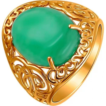 

Esthete ring with chrysoprases made of silver with gilding