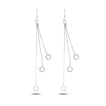 

Angemiel 925 Silver Dangle With Matt Pattern Flower Earrings
