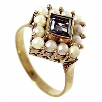 

18k solid gold ring cultured pearls [220]