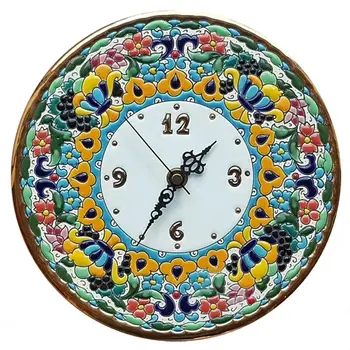 

Spanish high ceramic watch 22 cm/8,66 inch enamelled diameter made to 24 quilates-arte-home and decoration