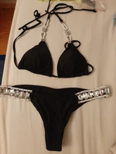 In-x-bikini con diamantes brillantes para mujer, bañador Sexy con cuello halter de realce, traje de baño de cristal para mujer, bikini brasileño 2020