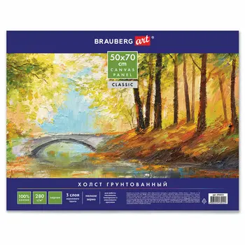 

Canvas on cardboard brauberg art "classic", primed, fine grain 50x70 cm,