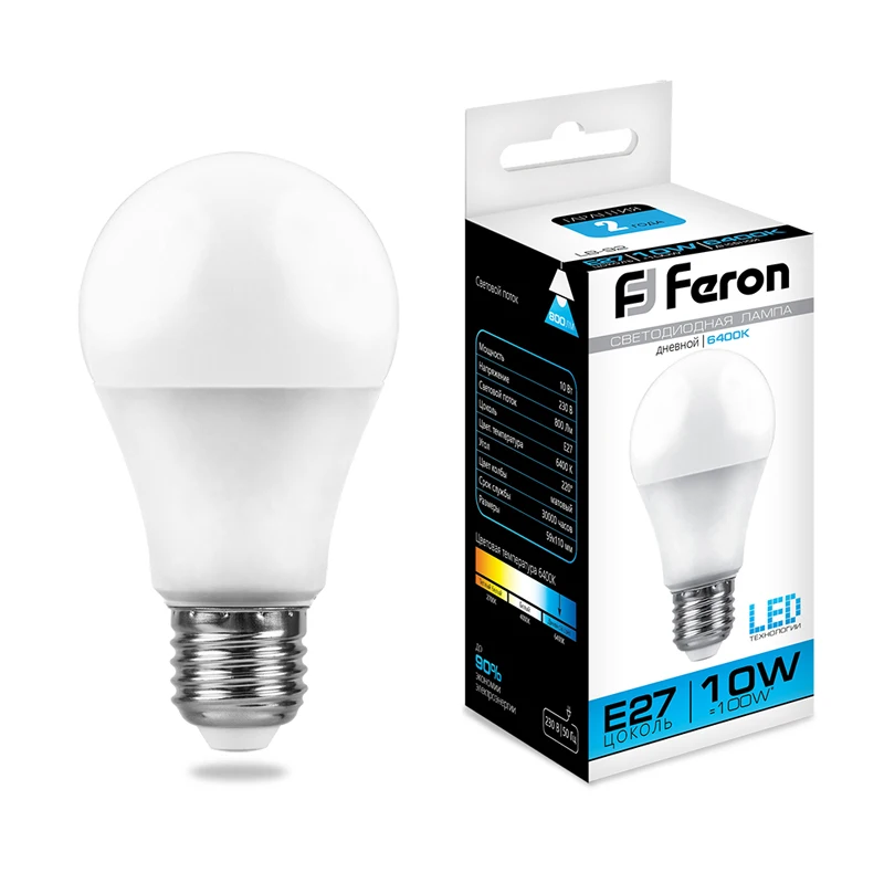 Лампа светодиодная Feron А60 Шар E27 7W 10W 12W 15W 20W 25W 2700K 4000K 6400K|Светодиодные лампы и