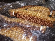 FASHION IDOL-extensiones de pelo sintético Afro para mujer, Pelo Rizado mechones Rubio degradado 24-28 pulgadas, resistente al calor, 6 uds.