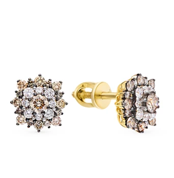 

Gold earrings with cognac diamonds sunlight sample 585