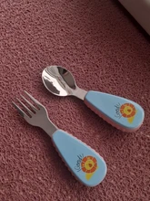 Juego de cubiertos de acero inoxidable ABS Cartoon 304, tenedor conveniente antideslizante para bebé, cuchara antiescaldado, vajilla de dos piezas para niños