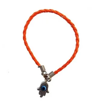 

Leather bracelet HAND OF FATIMA braid with TURKISH EYE (evil eye AMULET) 1cm
