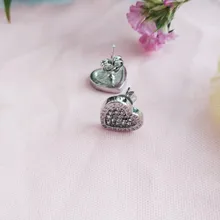 JoiasHome corazón aretes en forma para las mujeres joyería de plata 925 de moda mujer Color oro rosa pendientes de boda regalo