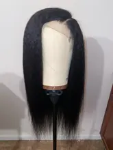 RESHINE-Peluca de cabello liso rizado 13x4, pelucas de cabello humano con encaje frontal Yaki europeo, peluca de cabello humano liso prearrancado