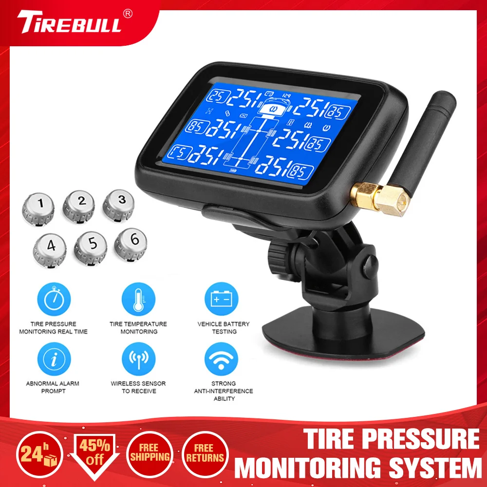 Система мониторинга температуры и давления в шинах 15Bar RV Truck TPMS U901 с 6 внешними