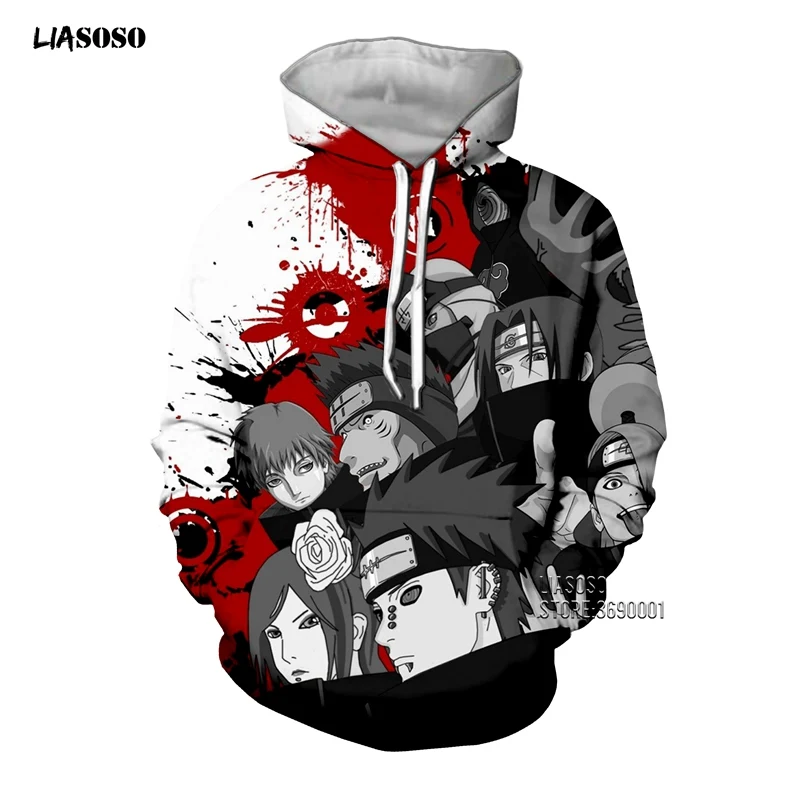 LIASOSO, 3D принт, унисекс, аниме, Наруто, Akatsuki, Учиха Итачи, деидара, боль, Сасори, повседневные толстовки с капюшоном, толстовка, топы, X2646