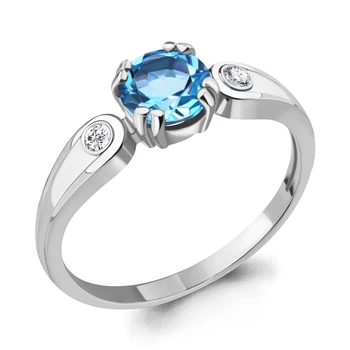 

Silver ring with Topaz Swiss and cubic zirconia