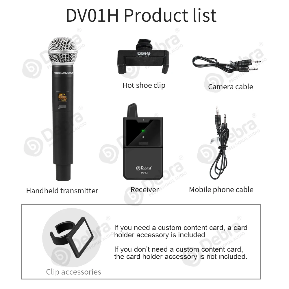 Debra DV01/02H UHF Wireless Handheld Mic with Monitor Function  Support Custom Content Card For Interview Live Broadcast VLOG 