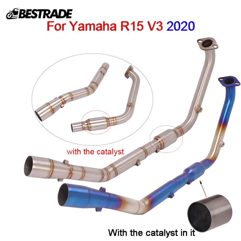 

Motorcycle Header Pipe Exhaust Front Middle Link Connect Section Tube Slip on 51mm Stainless Steel For Yamaha R15 V3 2020-2021