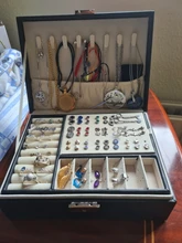 Caja de almacenamiento de joyas de cuero PU, embalaje multifunción portátil de estilo europeo con cajón, regalo de invierno