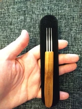 Gancho de mango de bambú de ganchillo profesional, gancho de 0,5 Mm y 0,75 Mm, 1 gancho, 2 ganchos, 3 ganchos, aguja de bloqueo, 1 unids/set