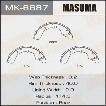 Колодки тормозные барабанные R-3041(1/10) MASUMA MK6687