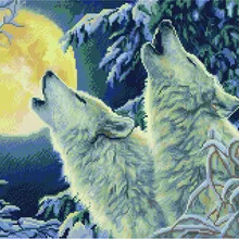 Алмазная мозаика GF 1813 Волки в полнолуние 40*50