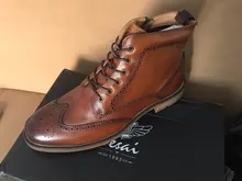 Men Boots Brogue Lace-Up DESAI Vintage Casual Fashion NEW Autumn for Man College-Style