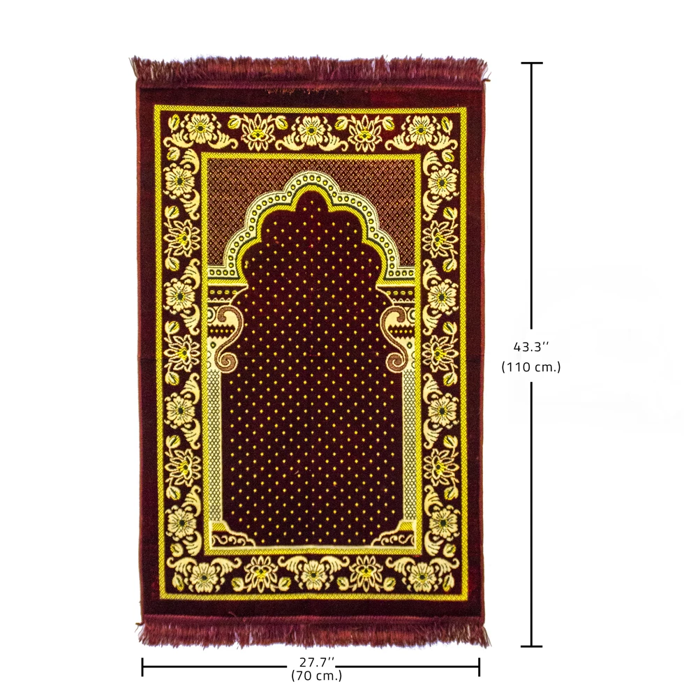 Alfombra de terciopelo grueso islámico para rezar, sajdada árabe, turco, navazlik, varios colores