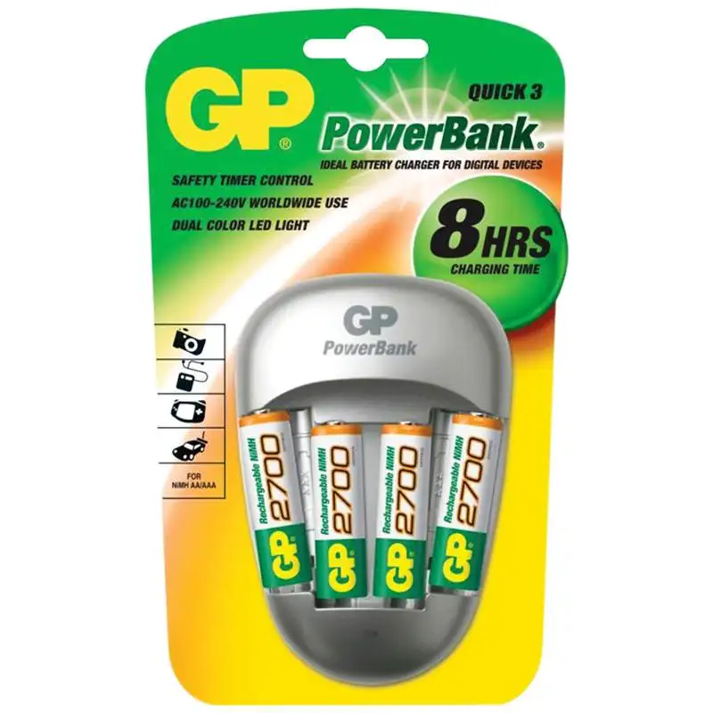 Зарядное устройство GP PB27 BС4 + 4шт акк. AA (HR06) 2700mAh (арт. 176329)|Зарядные устройства| |