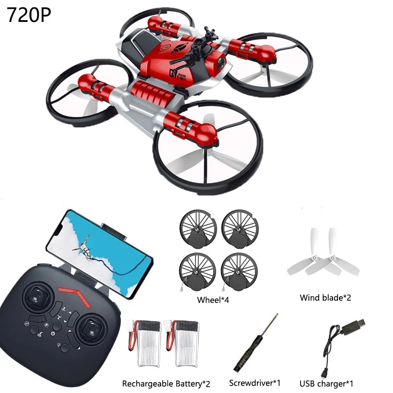 quadcopter rc mini drone 720P MINI Drone Land and Air Mode Can Be Switched Profesional Quadcopter Foldable Real-time transmission RC Drone Kid Toy GIft world tech toys prowler spy drone camera remote control quadcopter RC Quadcopter