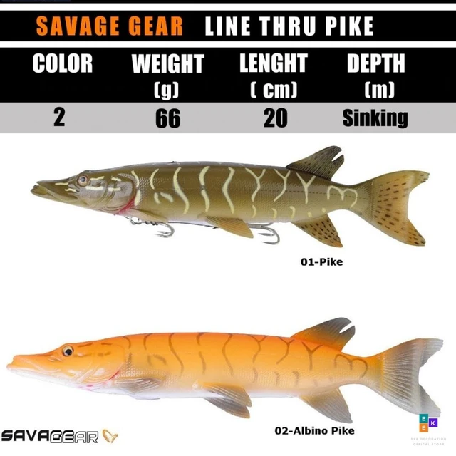 Savage Gear Fishing Lure 3D Line Thru Pike 20cm 66g Soft Bait