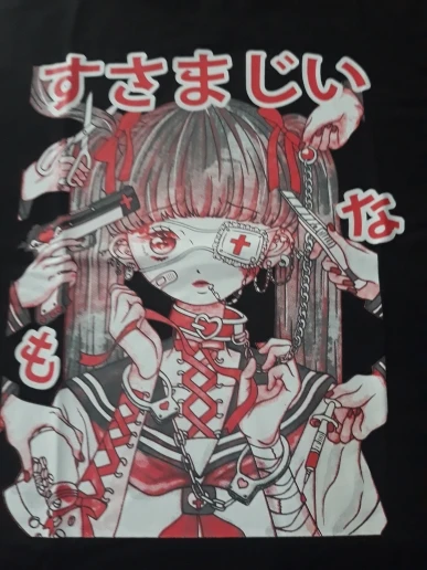E-girl Gothic Harajuku T-shirt with anime print photo review