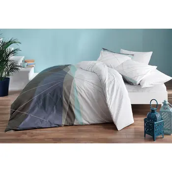 

Tac Textile Ranforce Power Soft Feel Hypoallergenic % 100 Cotton 4 Pieces Double Duvet Cover Set with Flat Sheet gray