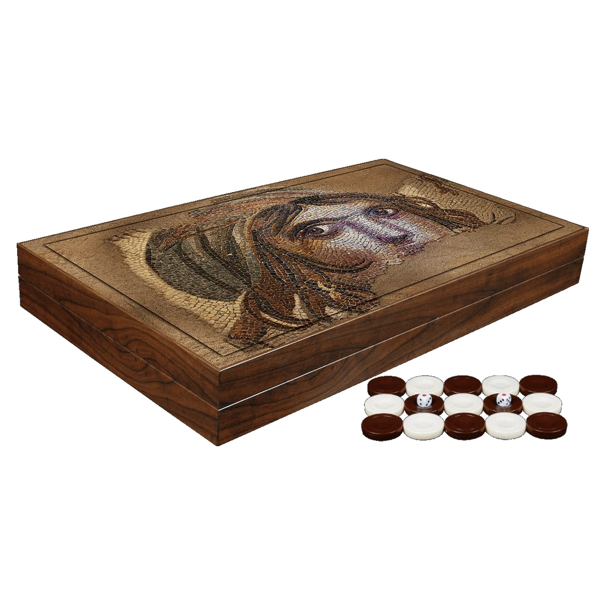 

Zeugma Wooden Backgammon Board Game Set - Luxury Large Size Gypsy Girl With Checkers Chips Dices For Gift