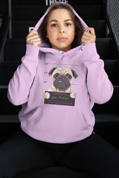 

Angemiel Wear Bad Puggy Pink Women 'S Hooded Sweatshirt
