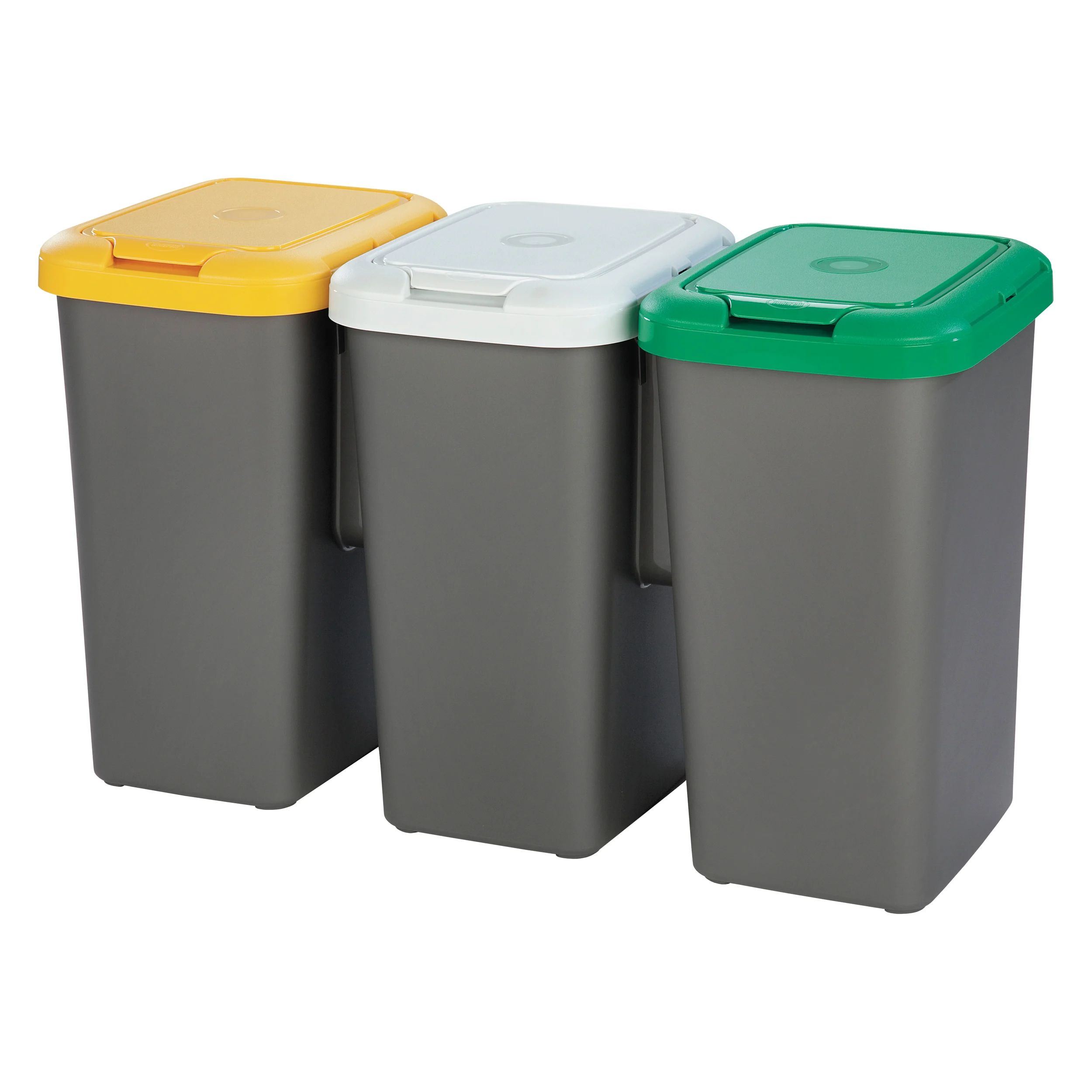 Cubo basura papelera reciclaje inox 3 compartimentos 45 litros 60x35x4