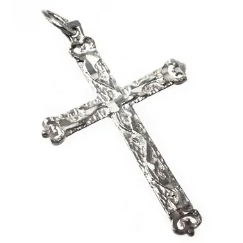 

Cross 925 Sterling silver m carved thorns flat 30mm. [AB5210]