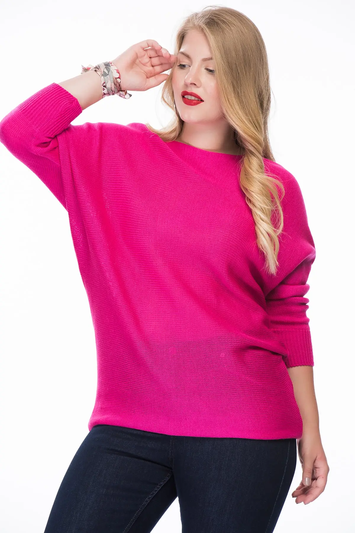

Alesia Women Fuchsia Bat Sleeve Sweater Sweater MTK0059