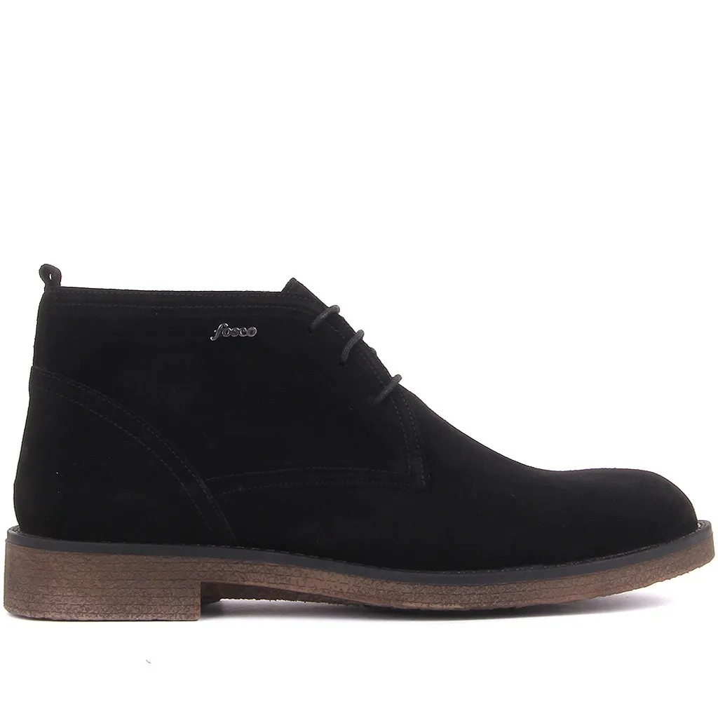 Fosco-Black Suede Lace-Up Men Boots