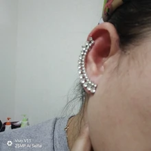 Nueva moda, Clip de diamantes de imitación para oreja perforada para mujer, elegante, Vintage, gótico, cristal, diamantes de imitación, para envolver la oreja, Clip de perno, pendientes, joyería