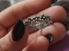 Anillo de Plata de Ley 925 con margaritas pequeñas para mujer, sortija con margaritas pequeñas, accesorios bohemios, joyería minimalista, procesamiento Vintage